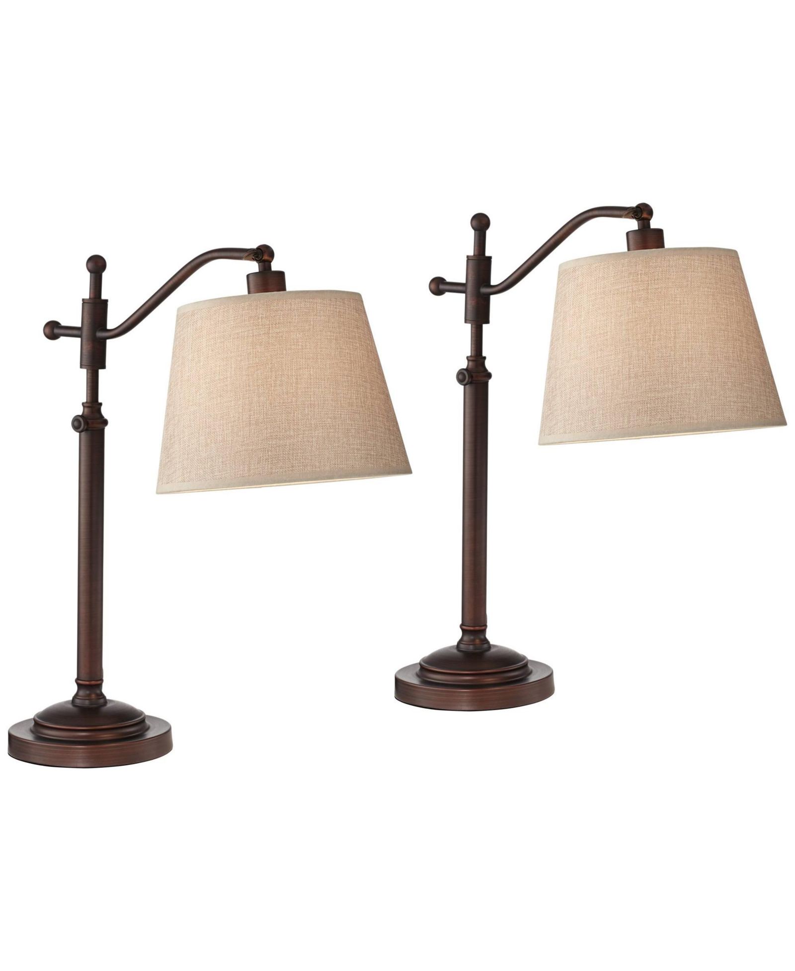 Regency Hill Adley 30 1/2" Tall Downbridge Arm Farmhouse Desk Lamps Set of 2 Adjustable Height Finish Metal