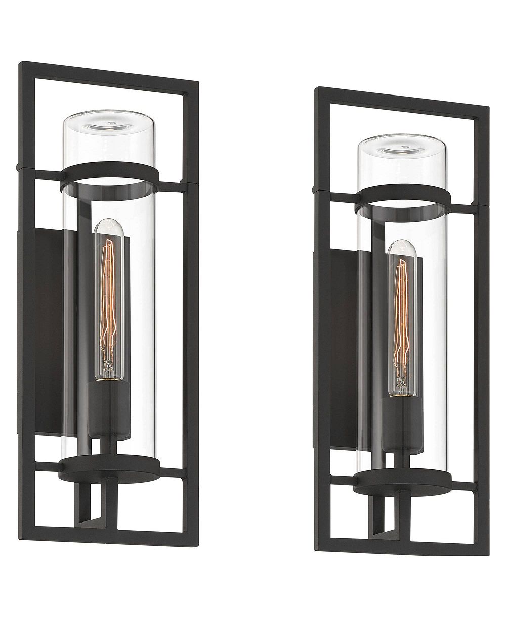Possini Euro Design Castello High Modern Outdoor Wall Light Fixture Mount Porch House Set of 2  Marine Grade Finish