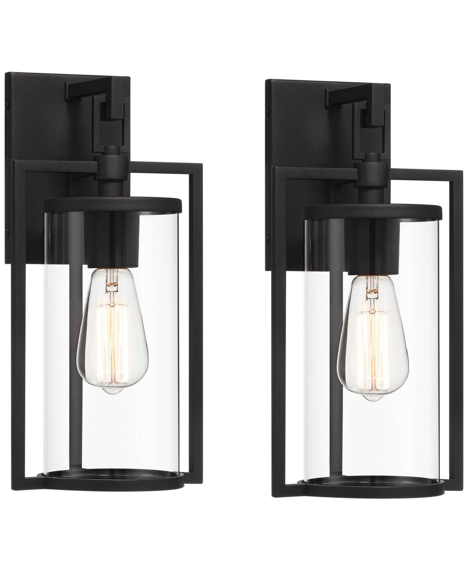 John Timberland Rennes 15 High Modern Outdoor Wall Light Fixture Mount Porch House Exterior Set of 2  Clear Glass Shade