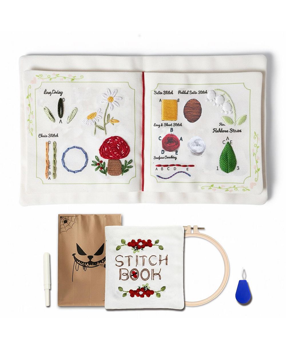 GNUADZ Embroidery Starter Kit 12 Stitches Practice Book Beginners Sewing Set