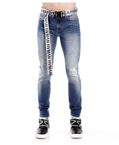 Джинсы Hvman Chosen To Prevail x Cult Strat Super Skinny Fit with Belt Baltic