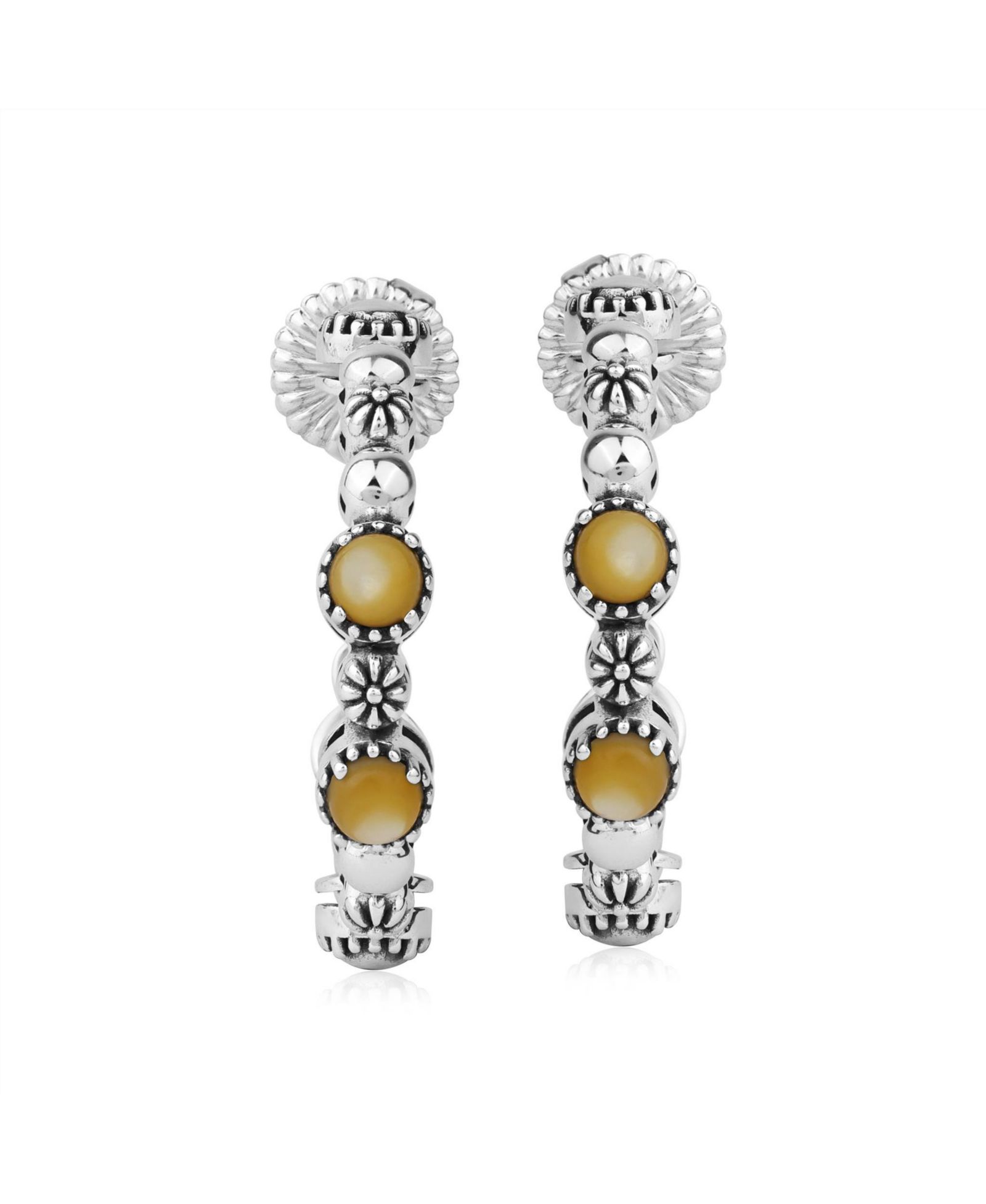 Серьги-кольца American West Jewelry из стерлингового серебра с перламутром