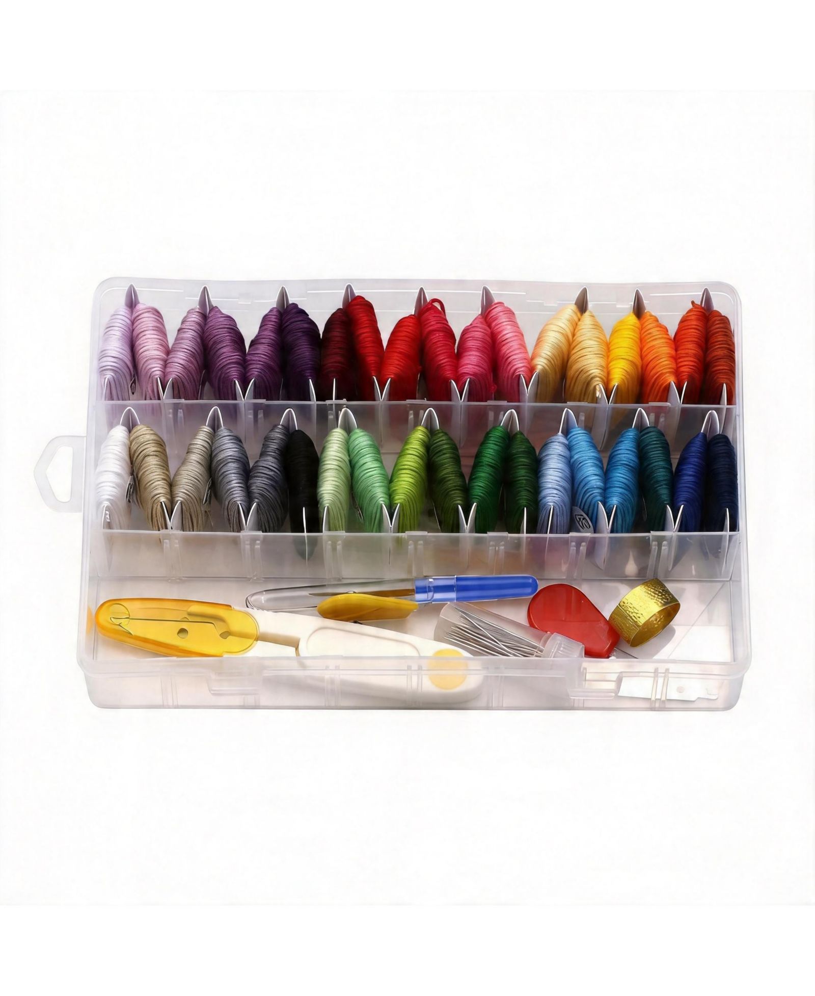 GNUADZ 53Pieces 36 Color Embroidery Floss Kit Storage Box Stitching Threads DIY Cross Accessories Beginner