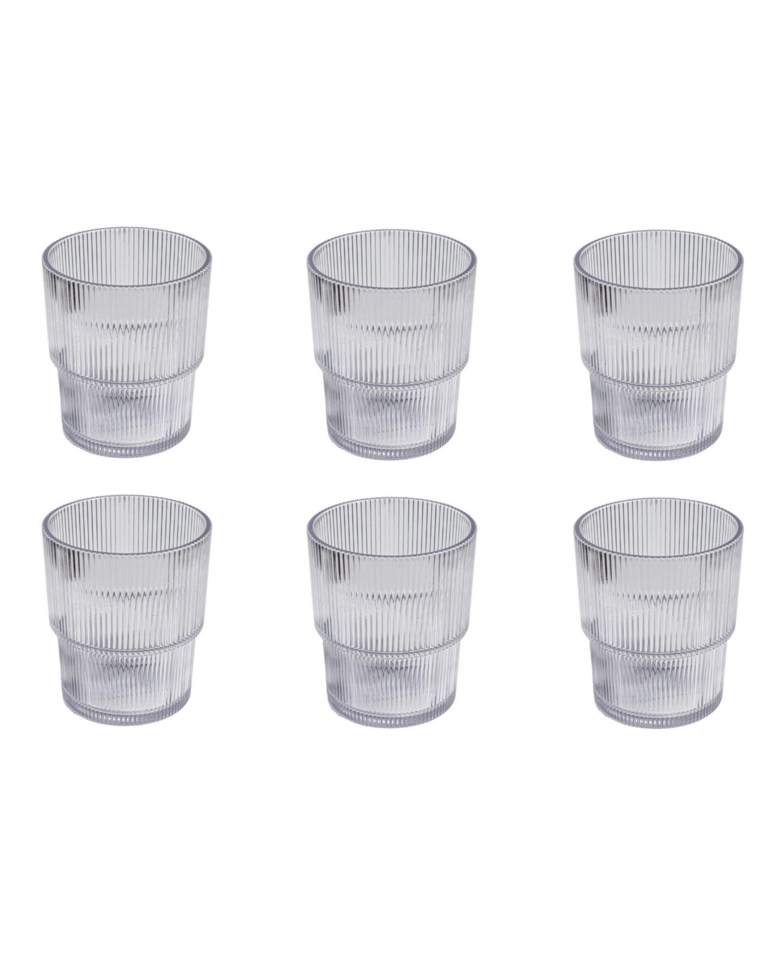 Abode Homewares Fine Ribbed Acrylic Drinking Glasses, Set of 6