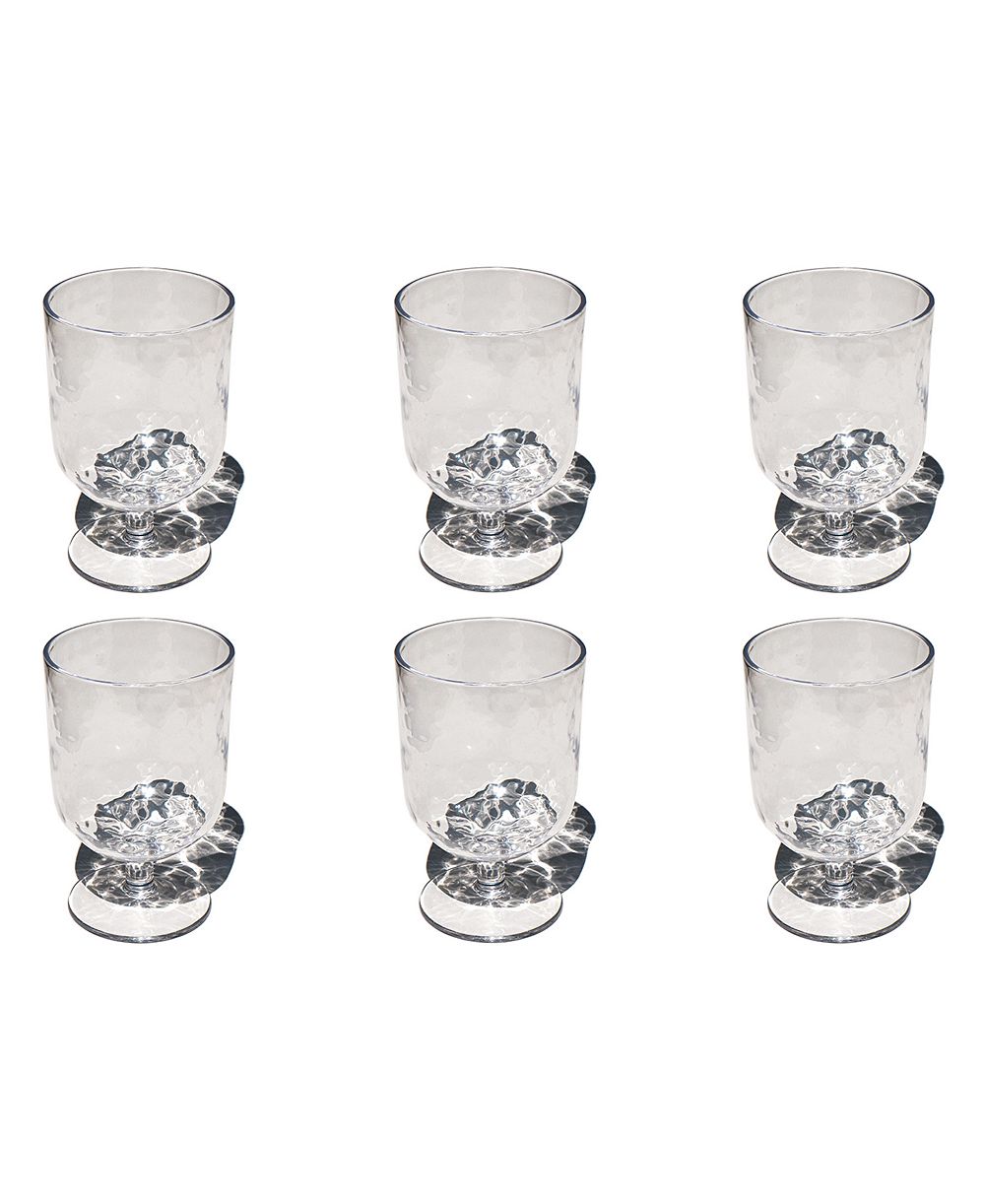 Abode Homewares Hammered Rustic Acrylic Stemless Wine Glasses, Set of 6