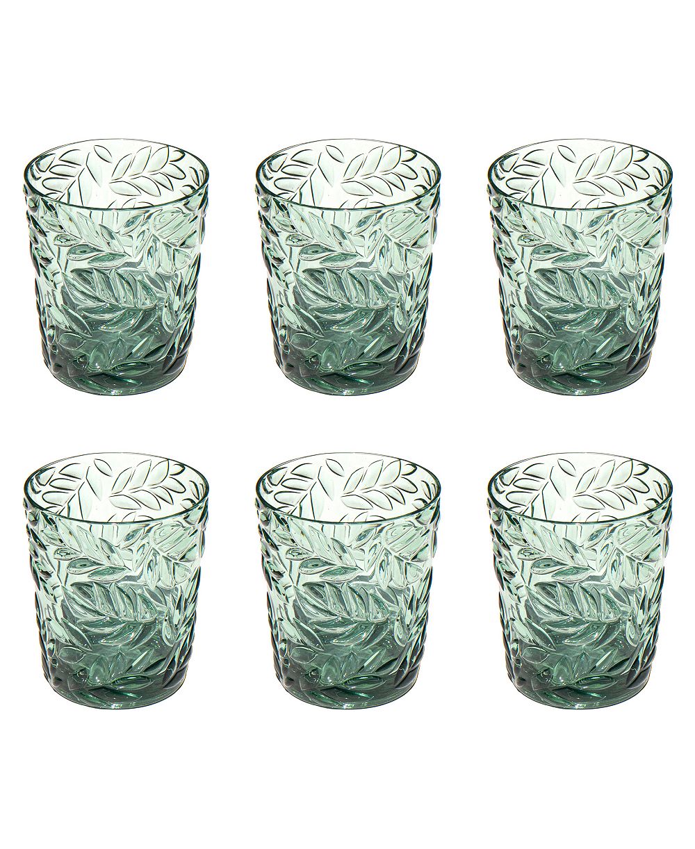 Abode Homewares Embossed Leaf Acrylic Drinking Glasses, Set of 6