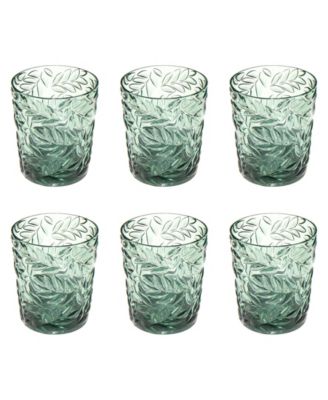 Abode Homewares Embossed Leaf Acrylic Drinking Glasses, Set of 6