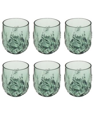 Abode Homewares Embossed Leaf Acrylic Stemless Wine Glasses, Set of 6