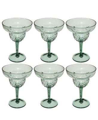 Abode Homewares Embossed Leaf Acrylic Margarita Glasses, Set of 6