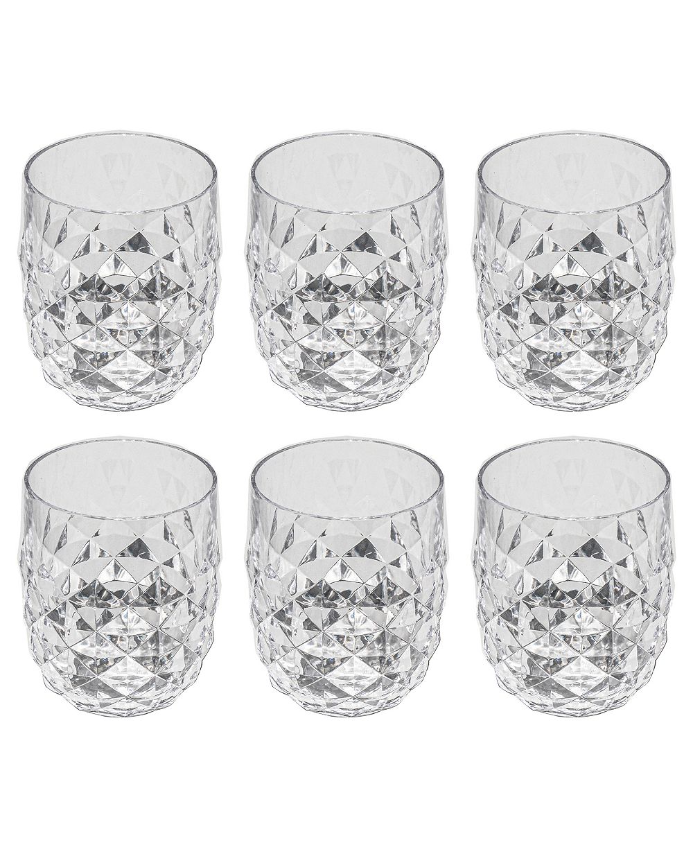 Бесцветные винные бокалы Abode Homewares Diamond Cut Acrylic, набор из 6 шт.