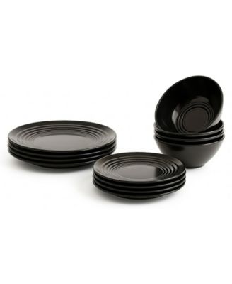 Abode Homewares Barro NewWave Melamine 12-Piece Dinnerware Set, Service For 4