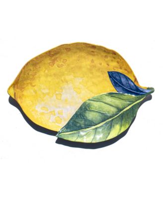 Abode Homewares Lemon Orchard 11.9" Melamine Lemon Shape Serving Platter