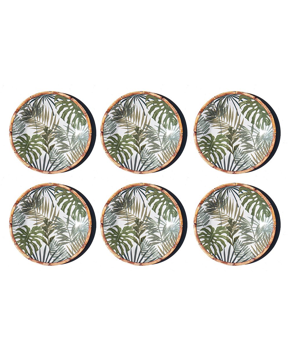 Abode Homewares Rainforest Palm NewWave Melamine Dinner Plates, Set of 6