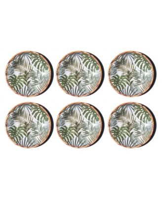 Abode Homewares Rainforest Palm NewWave Melamine Dinner Plates, Set of 6
