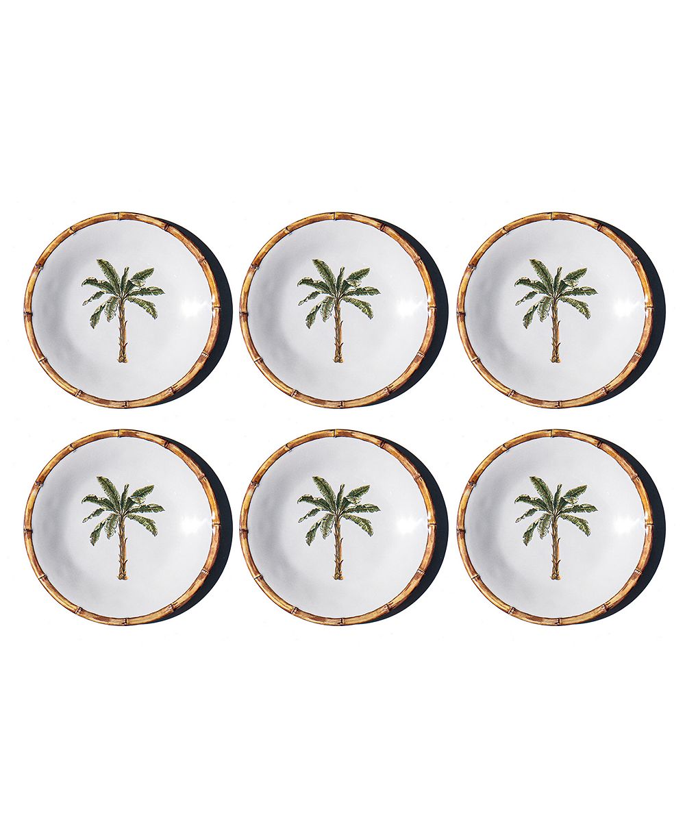 Abode Homewares Rainforest Palm NewWave Melamine Salad Plates, Set of 6
