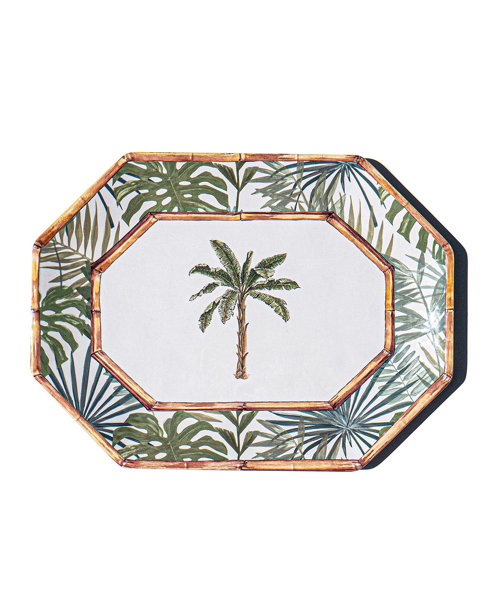 Abode Homewares Rainforest Palm 12" Melamine Octagonal Platter