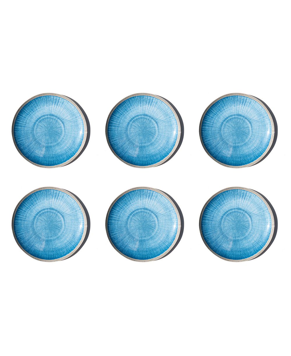 Abode Homewares Coastal Reactive NewWave Melamine Dinner Plates, Set of 6