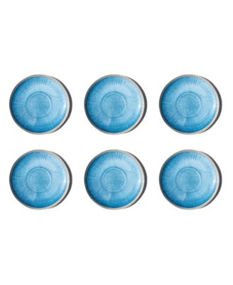 Abode Homewares Coastal Reactive NewWave Melamine Dinner Plates, Set of 6