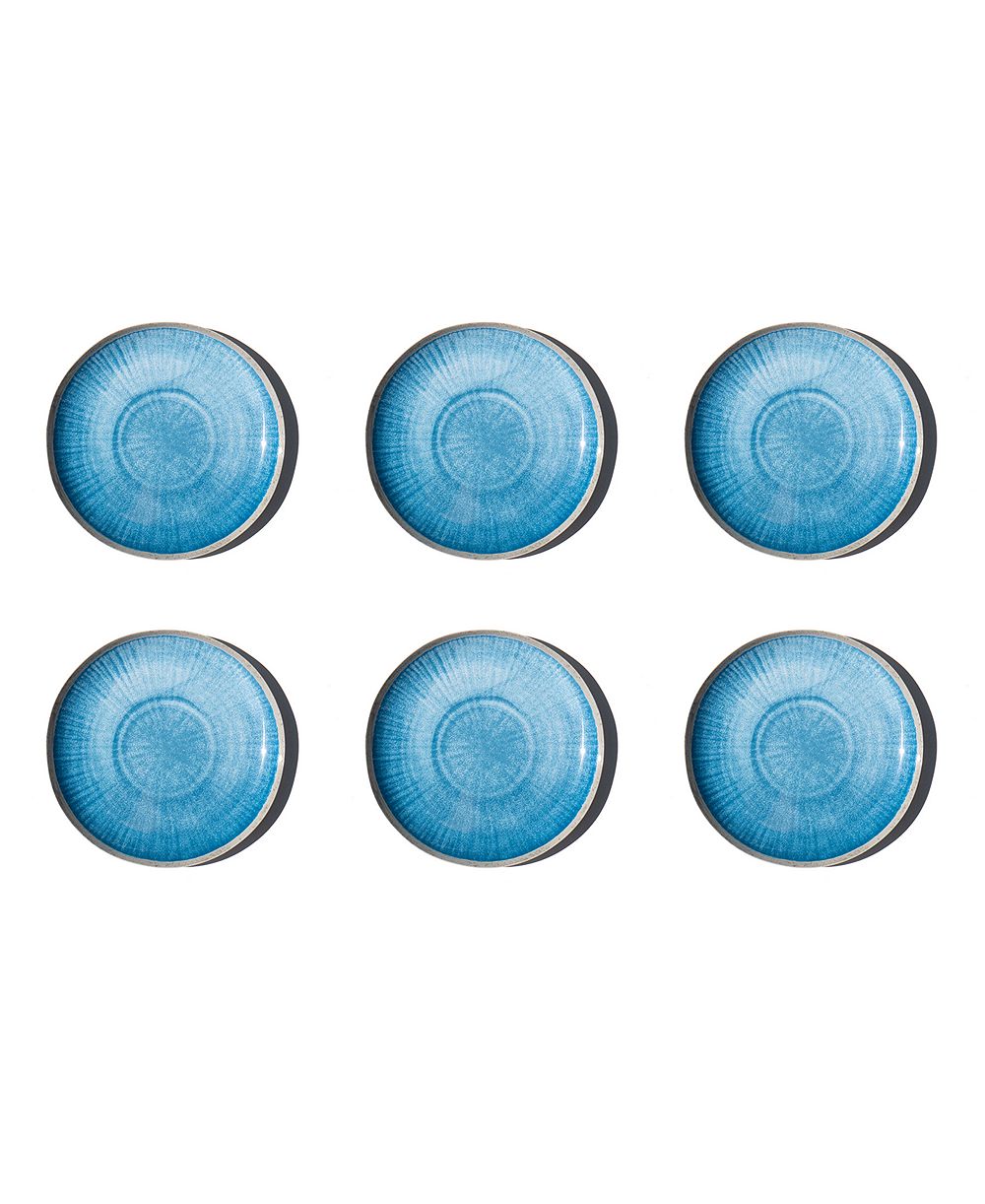Abode Homewares Coastal Reactive NewWave Melamine Salad Plates, Set of 6