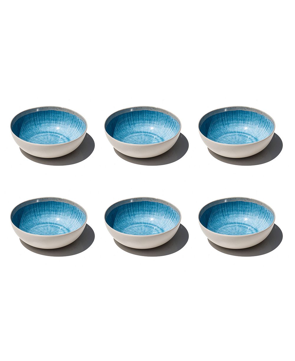 Abode Homewares Coastal Reactive NewWave Melamine Bowls, Set of 6