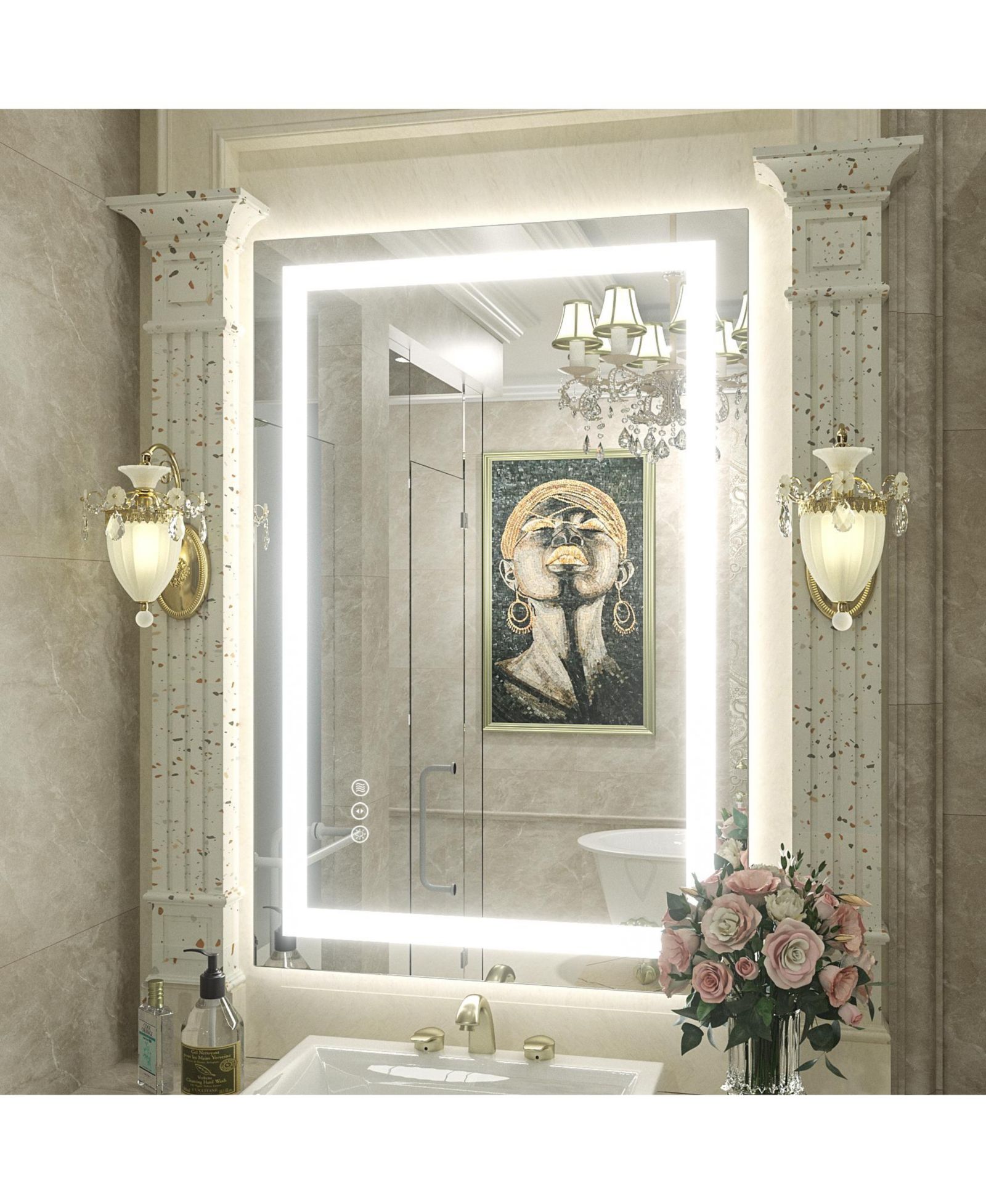 Зеркало для ванной Apmir с LED-подсветкой, антизапотевающее, 24" x 36"