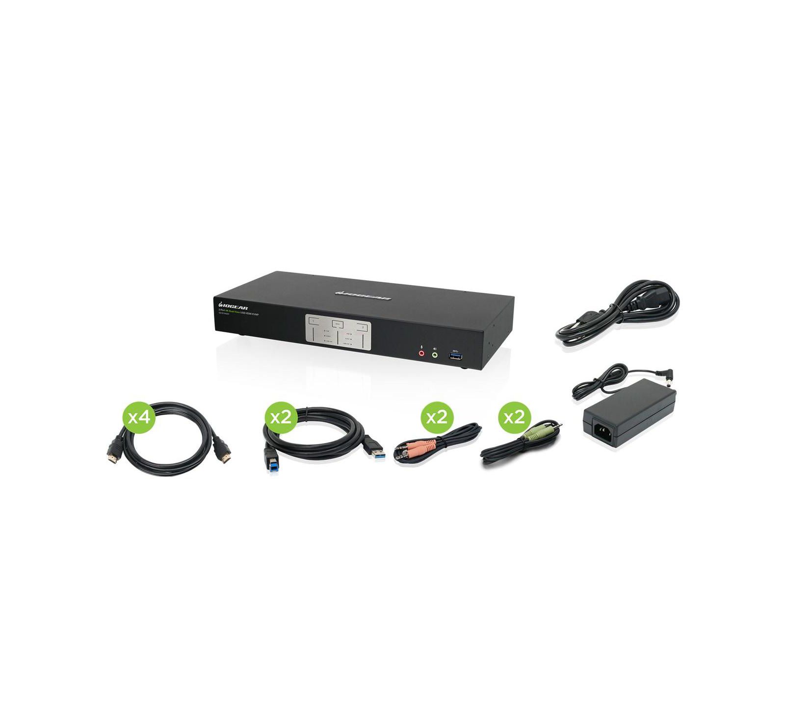 IOGEAR Переключатель KVMP 2-Port 4K Dual View с HDMI, USB 3.0 и Audio