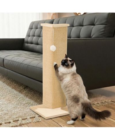 ARONKL Sisal Cat Scratcher Upright Wall Mounted Vertical L Shape Board Durable Protect Furniture Plush Mouse