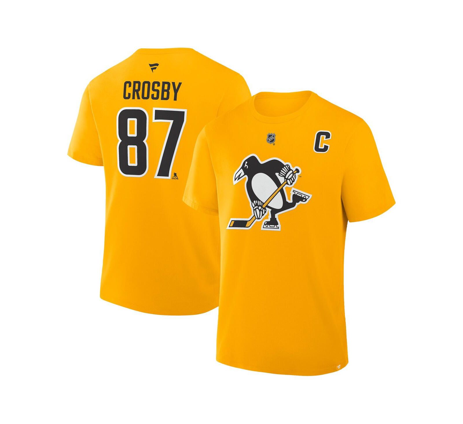 Мужская футболка Fanatics Sidney Crosby Gold Pittsburgh Penguins Authentic Stack Name & Number