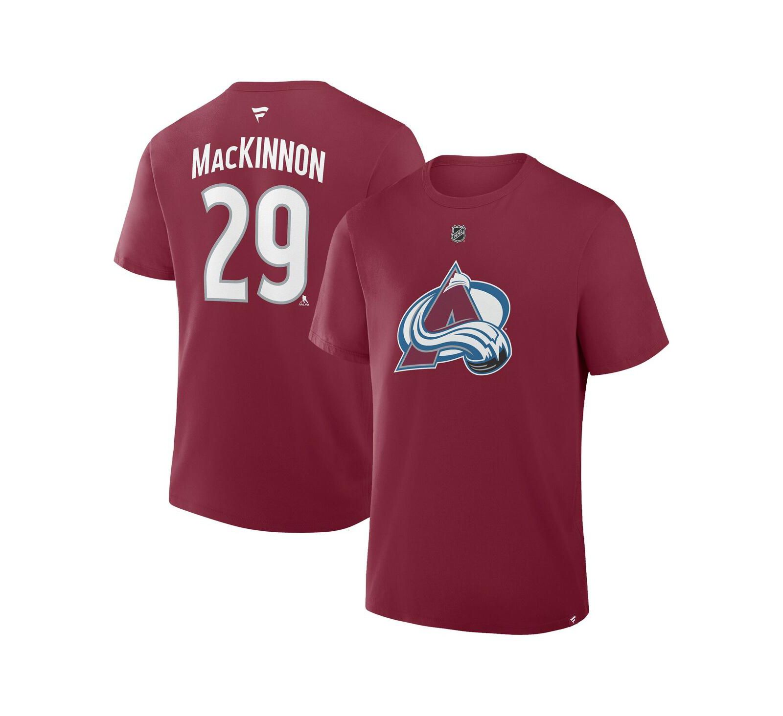 Мужская футболка Fanatics Nathan MacKinnon Colorado Avalanche Burgundy Authentic Stack Name & Number