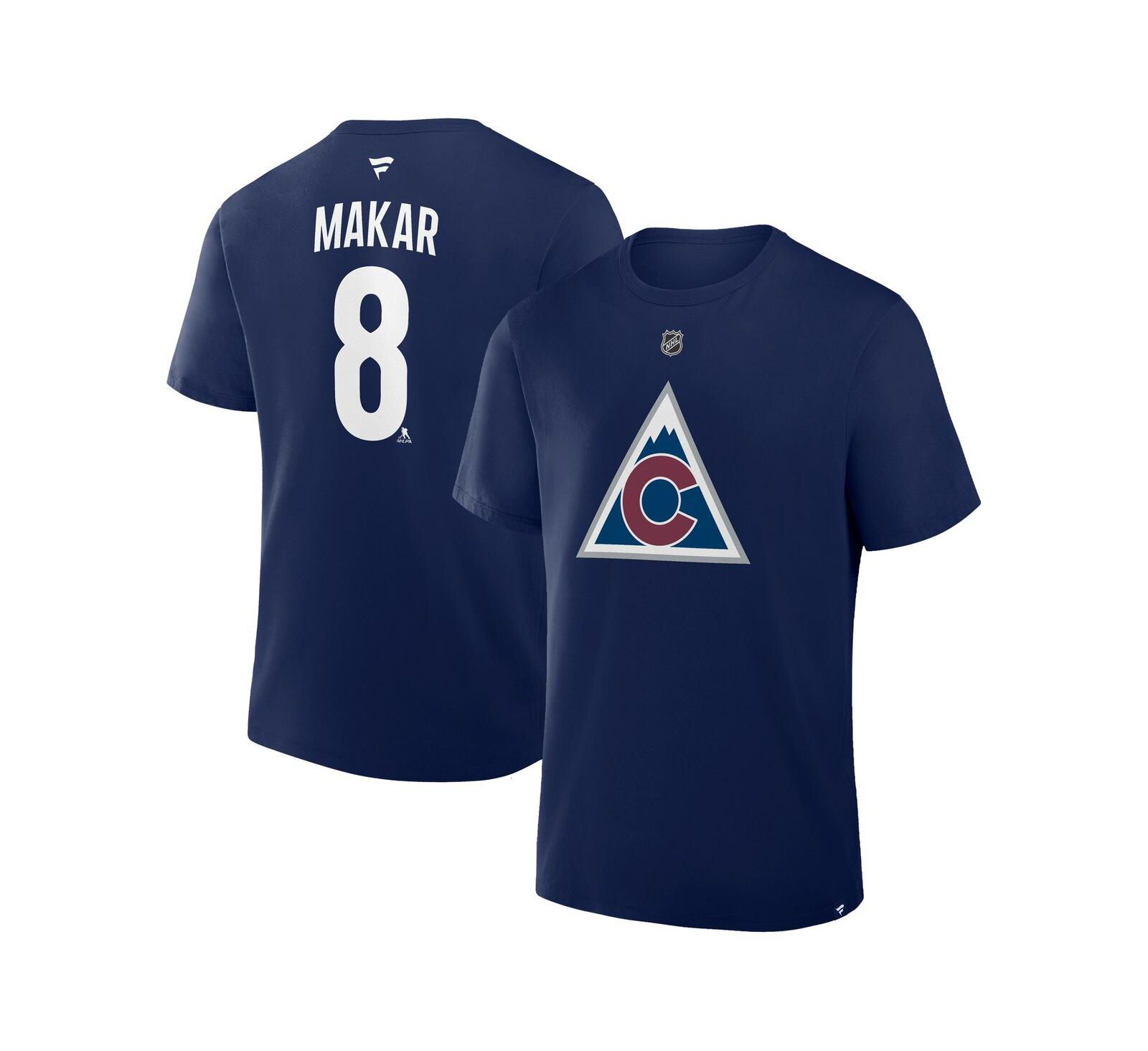 Мужская футболка Fanatics Cale Makar Navy Colorado Avalanche Authentic Stack Name & Number