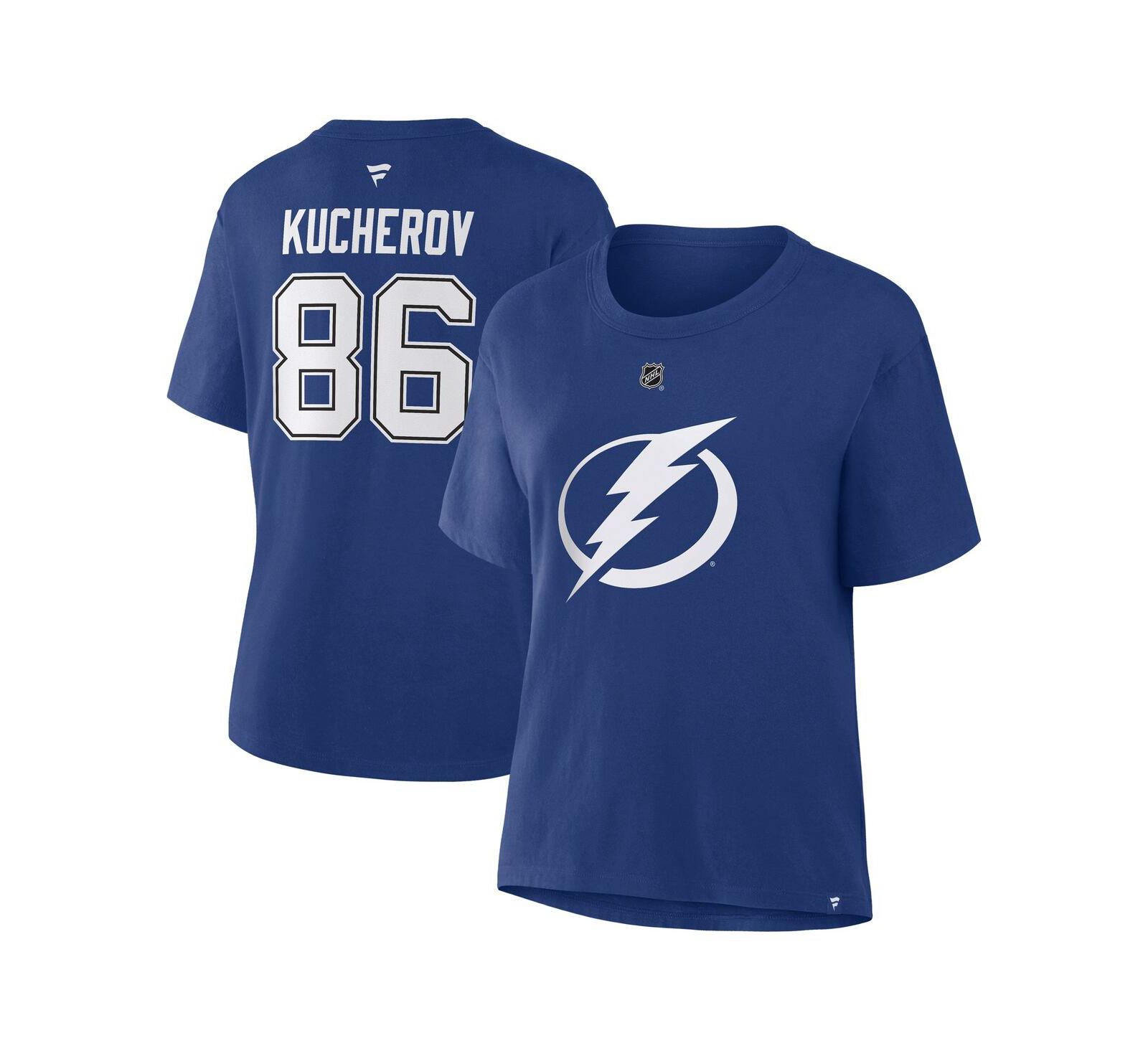 Женская футболка Fanatics Nikita Kucherov Blue Tampa Bay Lightning Authentic Stack Name & Number
