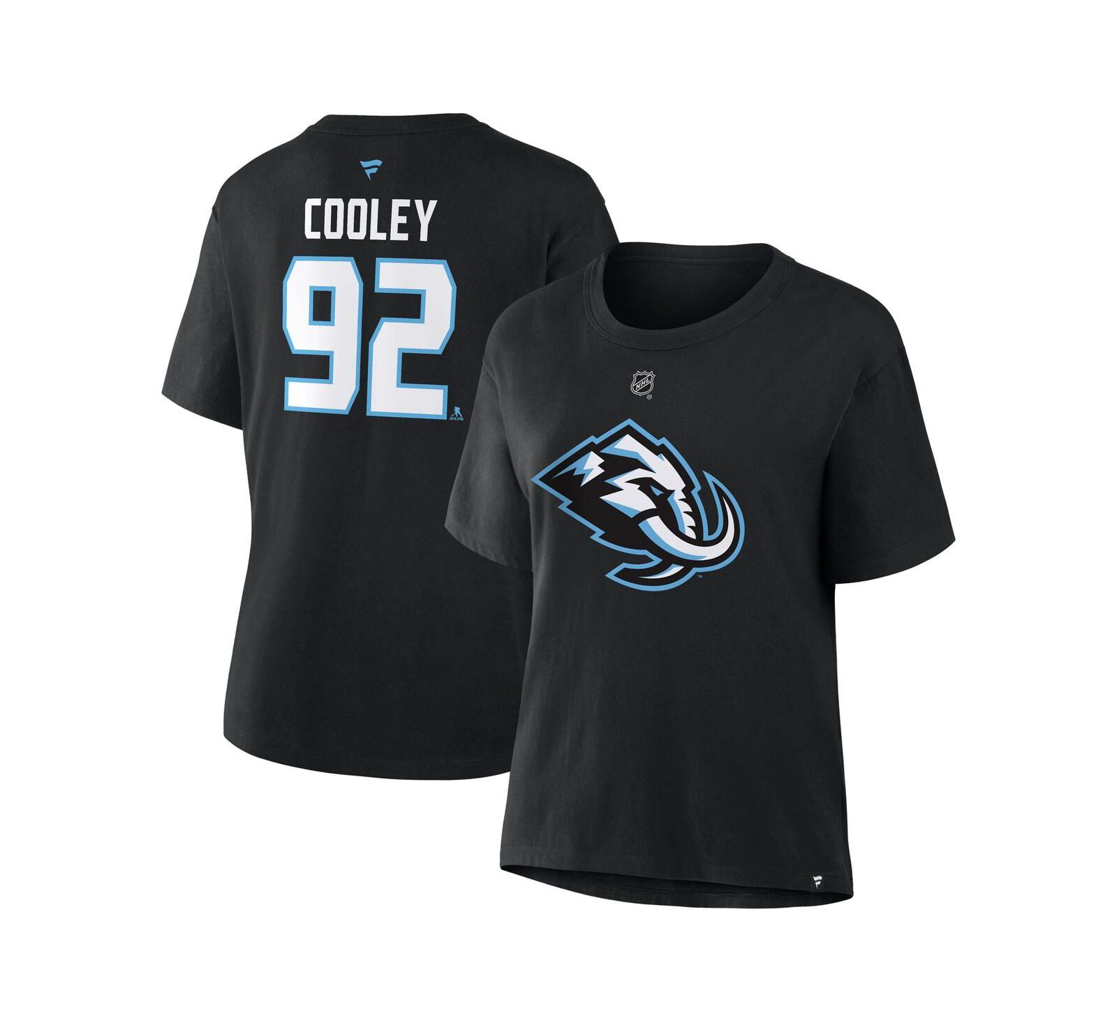 Fanatics Женский Logan Cooley Black Utah Mammoth Authentic Stack Name & Number T-Shirt