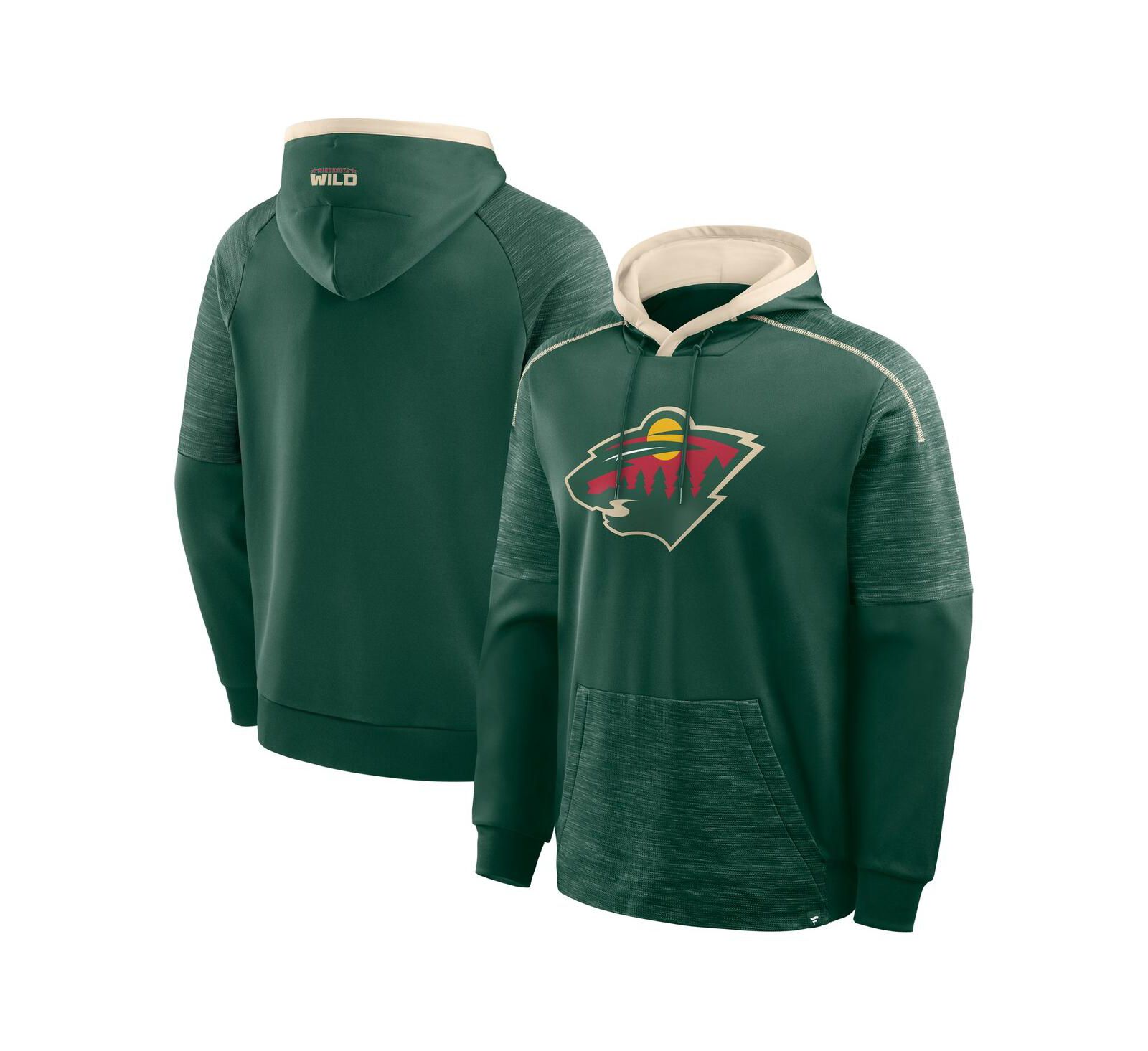 Мужское худи Fanatics Minnesota Wild Goaltender Defender Pullover Зеленое