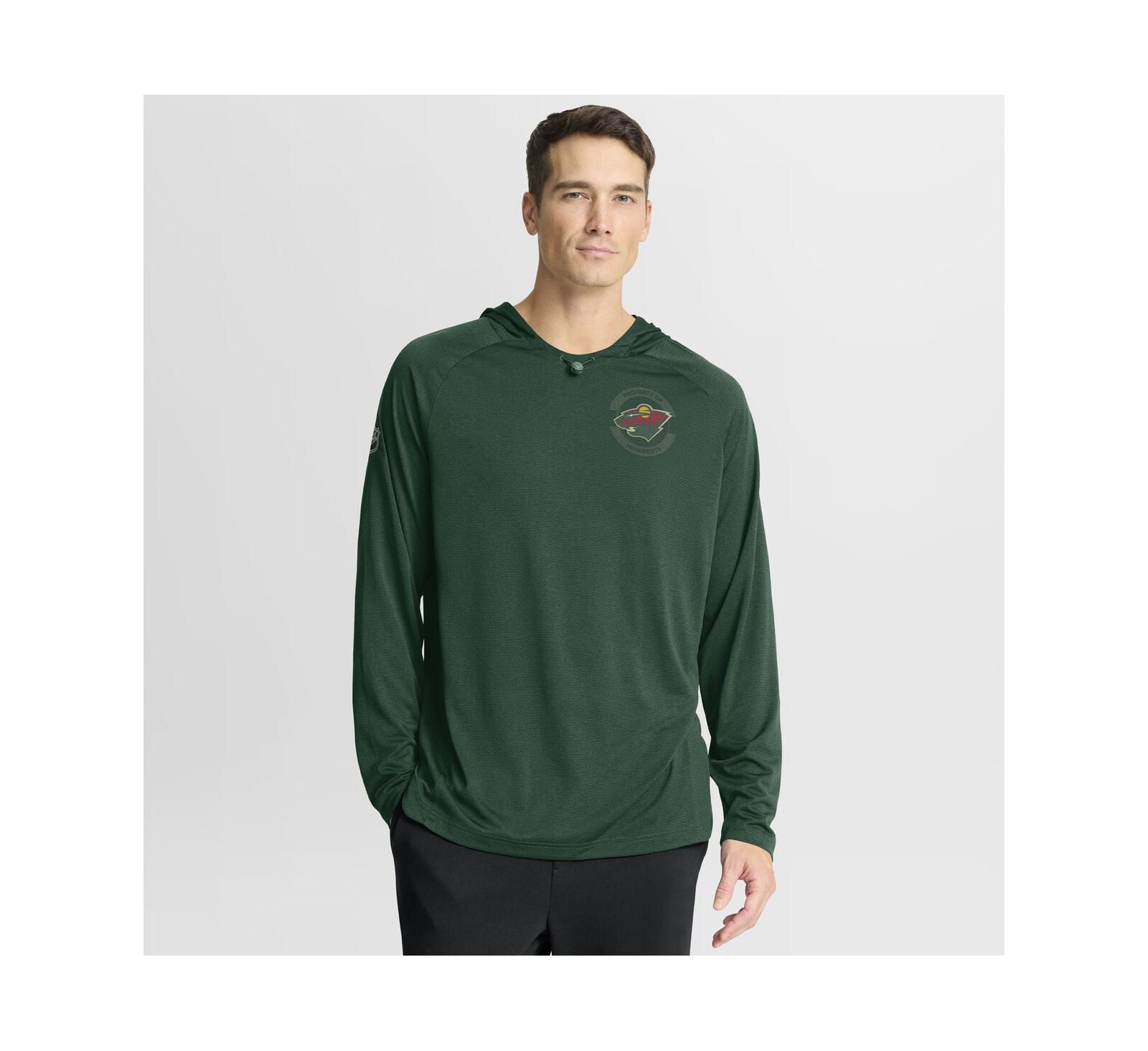 Мужское худи Fanatics Minnesota Wild Authentic Pro Rink Raglan, зеленый цвет