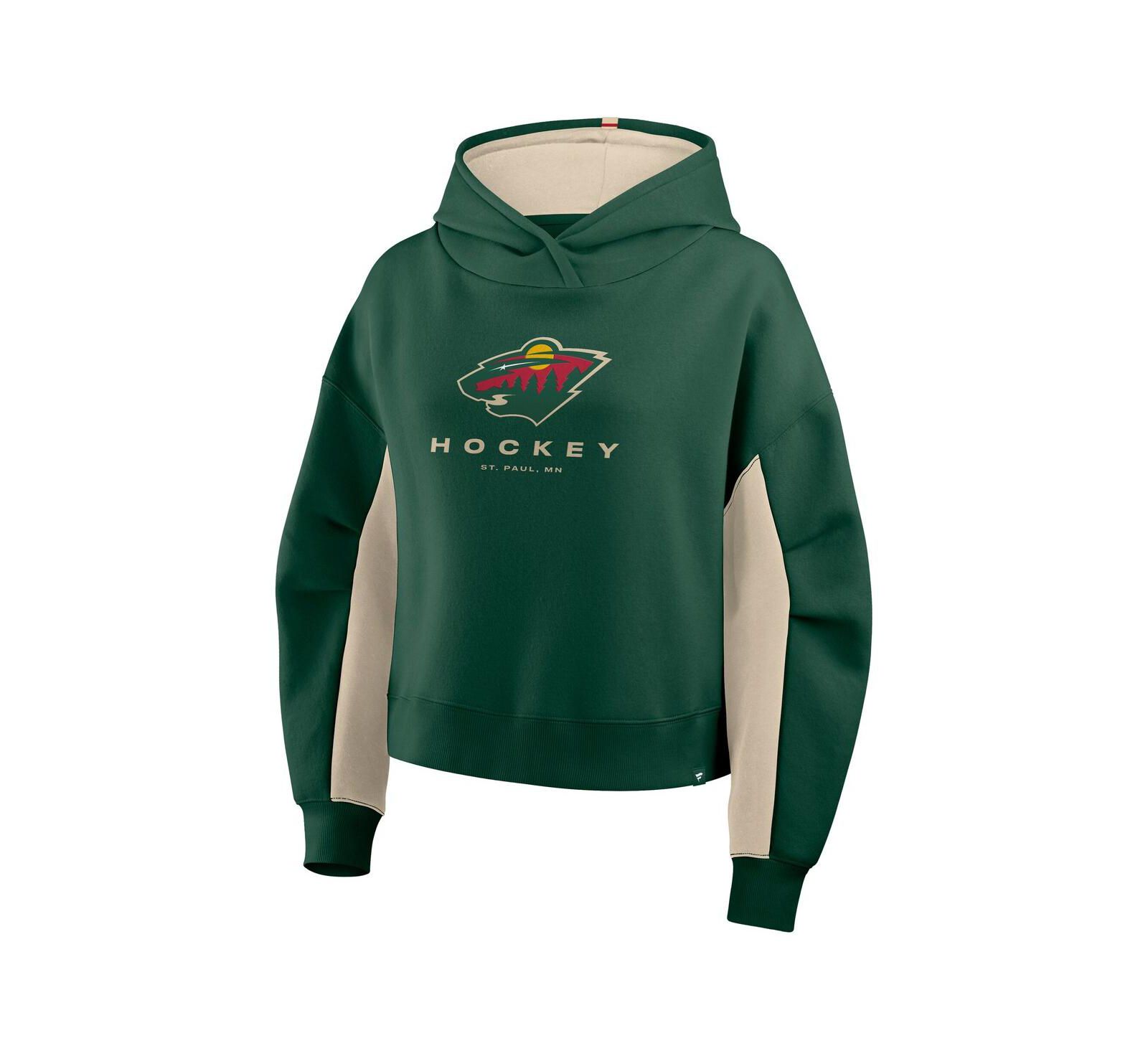 Женское зеленое бокси-худи Fanatics Minnesota Wild с принтом на спине