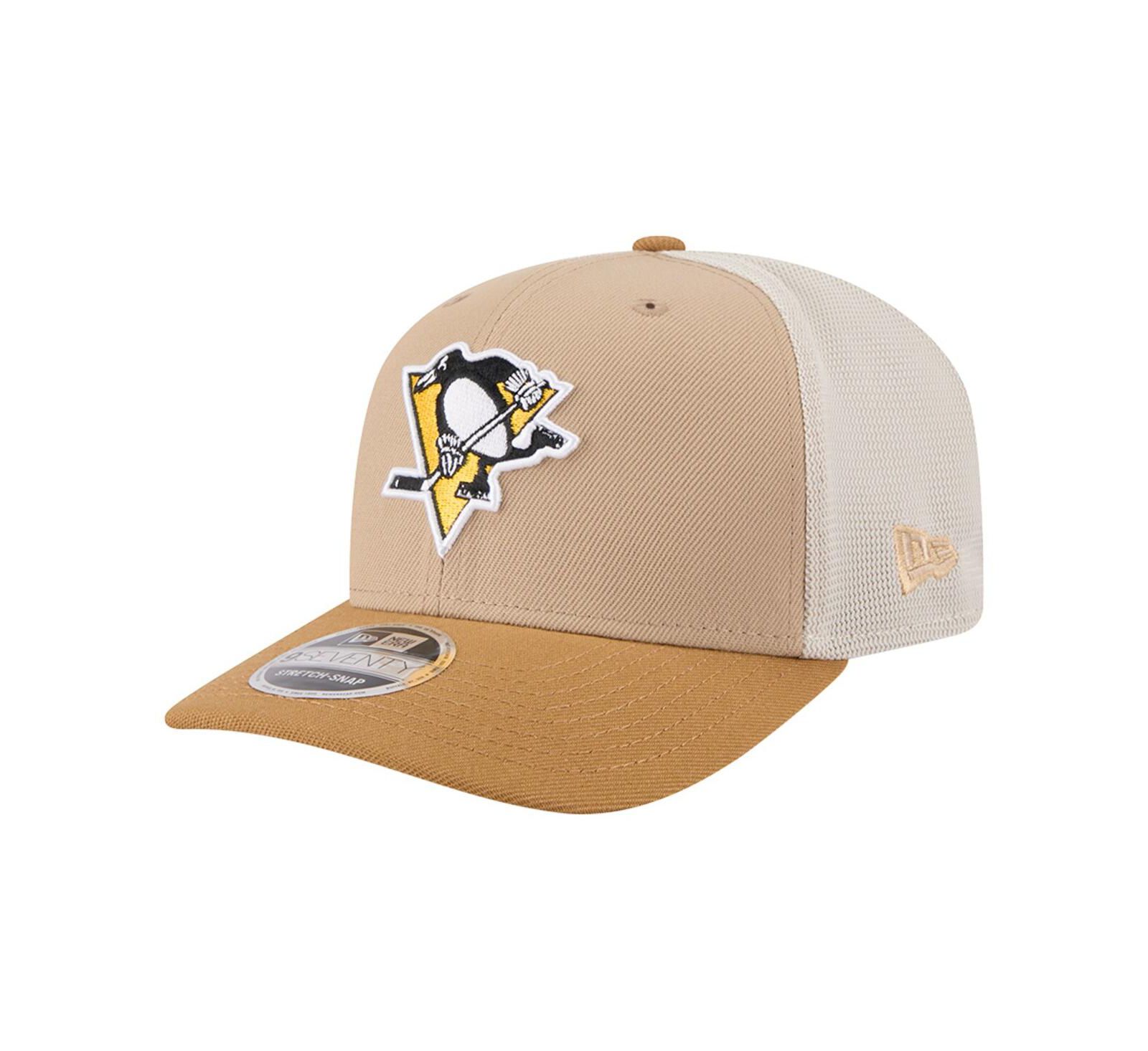 Кепка New Era Men's Tan/Light Brown Pittsburgh Penguins Two-Tone Trucker 9SEVENTY Stretch Snap Adjustable Hat