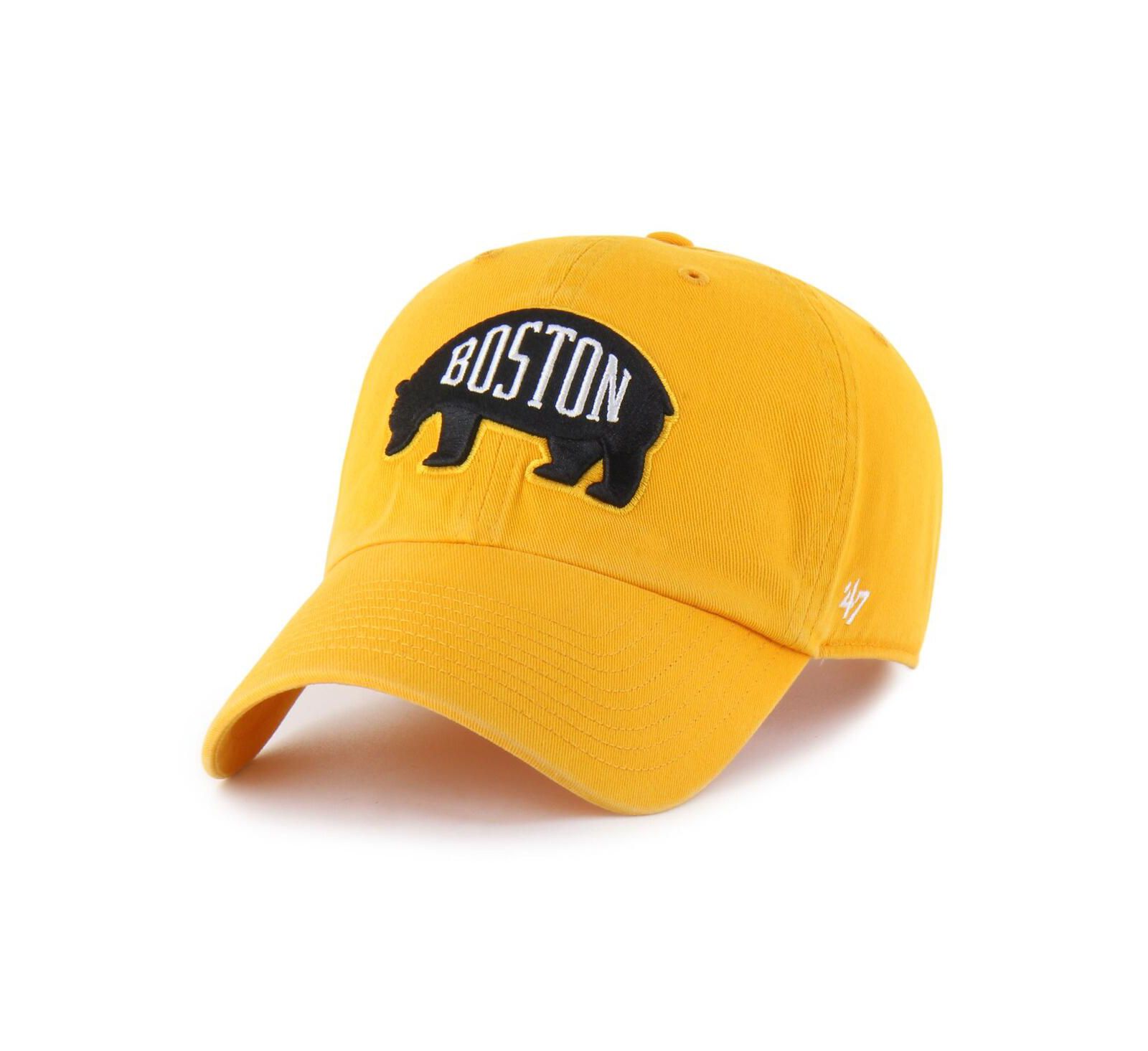 '47 Brand Men's Gold Boston Bruins Core Logo Clean Up Adjustable Hat