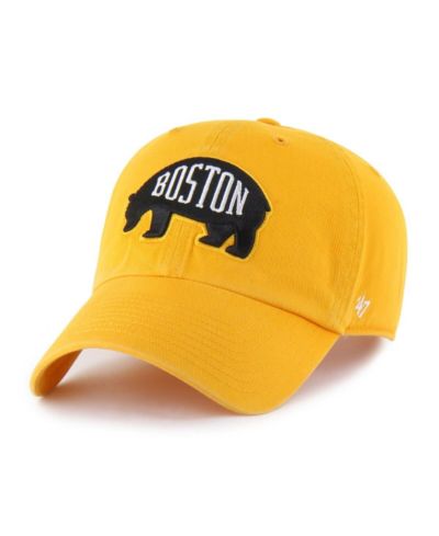 '47 Brand Men's Gold Boston Bruins Core Logo Clean Up Adjustable Hat