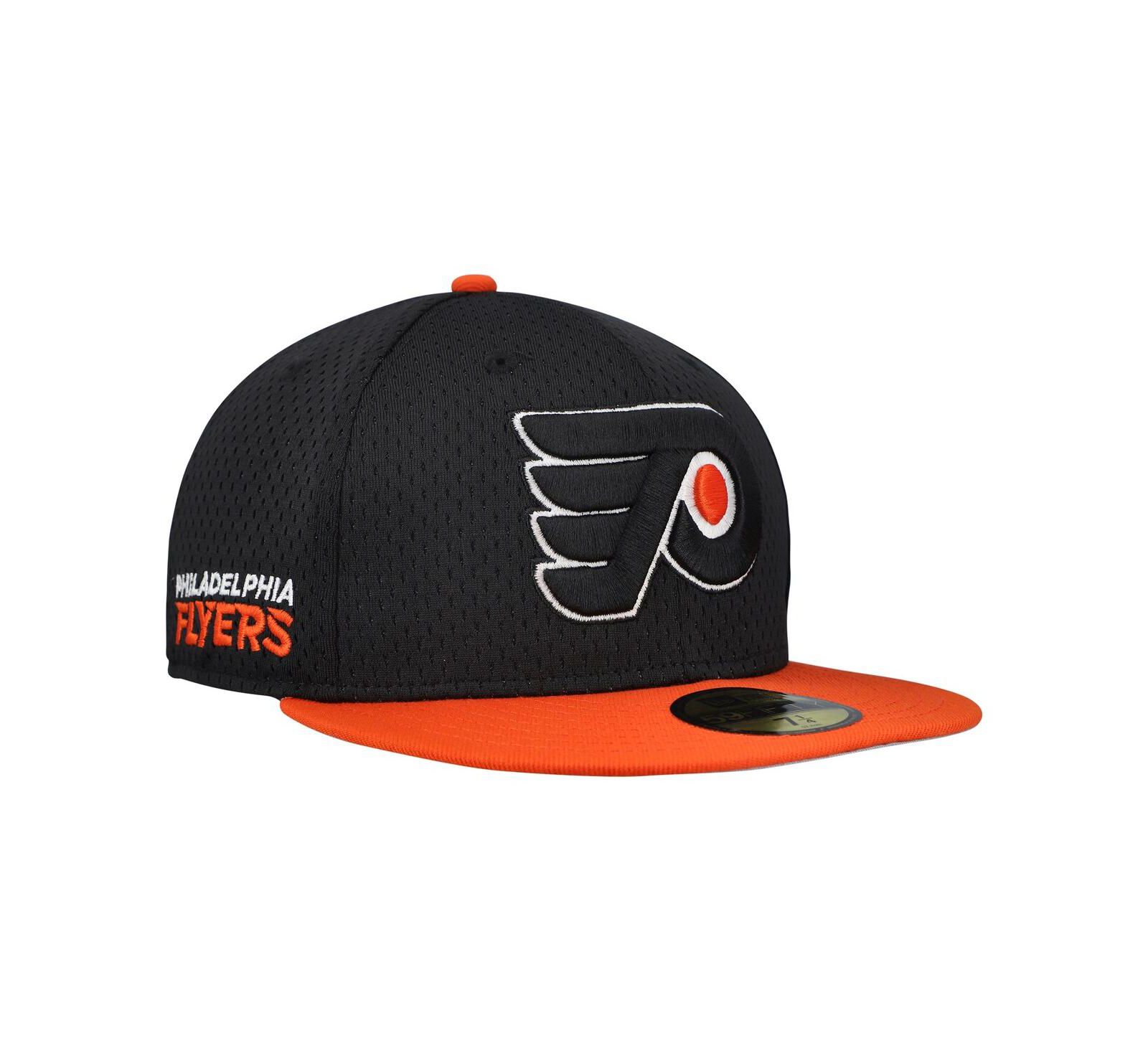 New Era Men's Black/Orange Philadelphia Flyers Mesh Crown Two-Tone 59FIFTY Fitted Hat