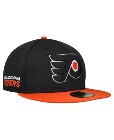 New Era Men's Black/Orange Philadelphia Flyers Mesh Crown Two-Tone 59FIFTY Fitted Hat
