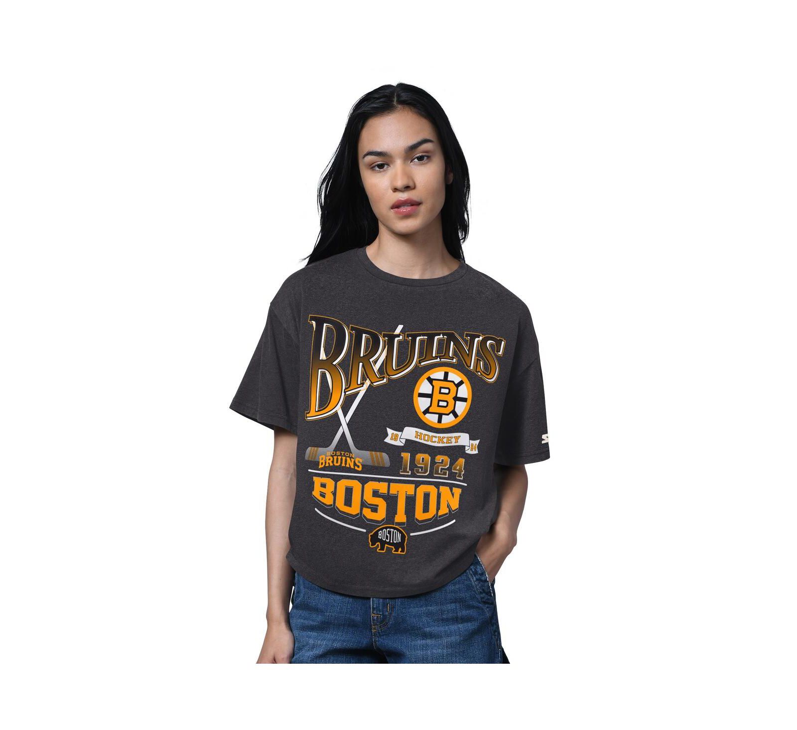Женская футболка Starter Heather Black Boston Bruins Oversized