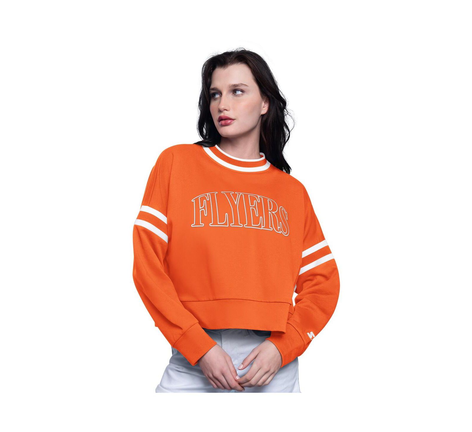 Starter Женский Orange Philadelphia Flyers Power Play Cropped Pullover Sweatshirt