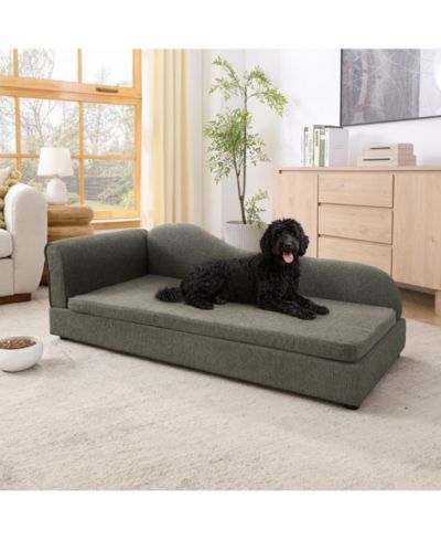 Clihome Dog Sofa for Medium Large Dogs, 55" Pet Couch with Irregular Backrest, Single Armrest