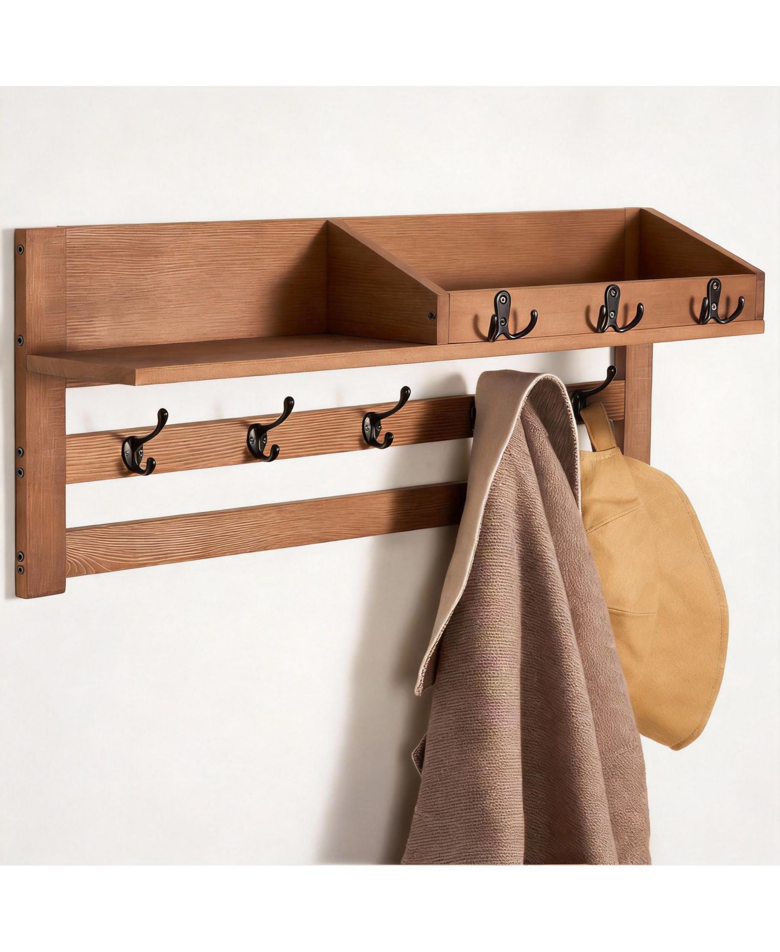 YIGII Solid Pine Wood Wall Organizer - Space-saving, Durable