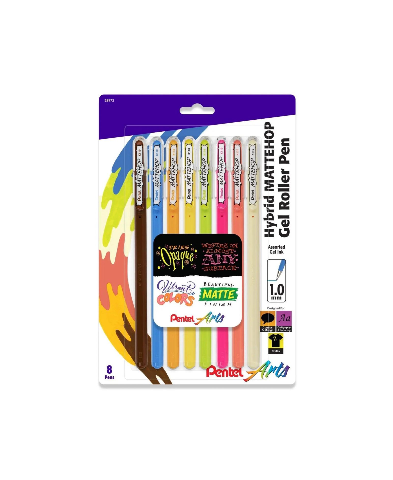 Гелевая ручка Pentel Arts Hybrid Mattehop, 1.0mm, 8-Pk