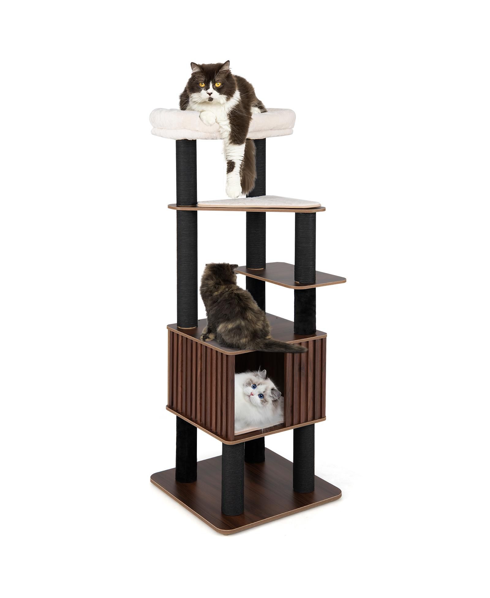 Кошачий домик Gymax 64'' Tall Cat Tree Wooden Tower