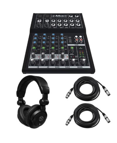 Компактный микшер MACKIE Mix8 8-канальный, комплект с наушниками TAPH100 и 2x XLR кабелями