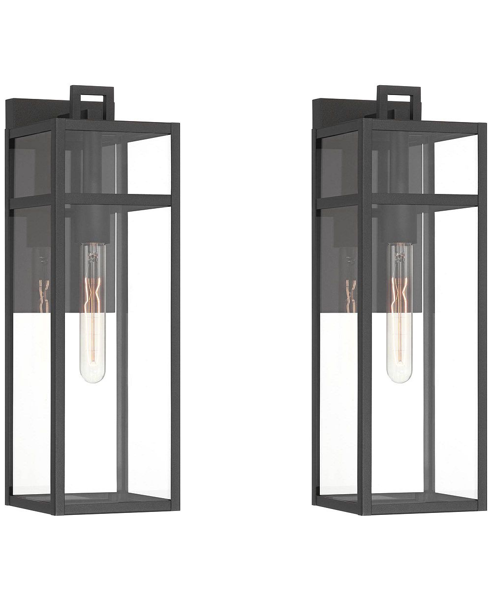 John Timberland San Lucas 18  High Modern Outdoor Wall Light Fixture Mount Porch House Set of 2 Sand  Metal Glass Shade