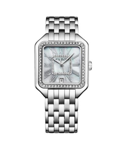 Stuhrling Valencia 4067 Women s Quartz Watch, 32mm Square Crystal Bezel, Stainless Steel Bracelet