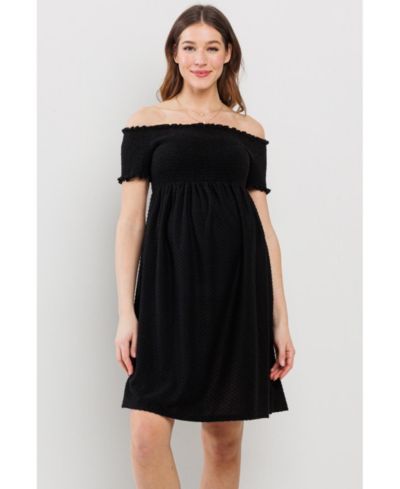 Платье Hello Miz Maternity Off-the-Shoulder Smocked Swiss Dot с карманами